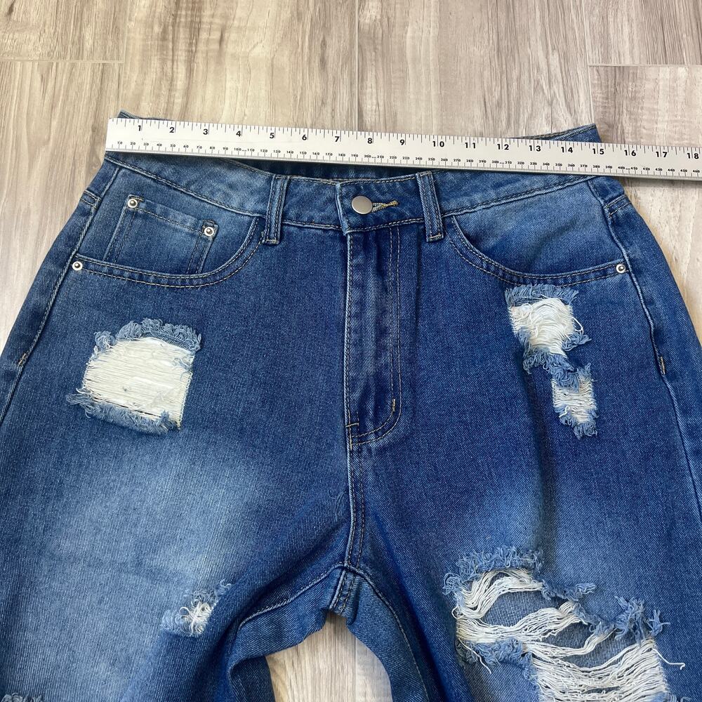 Shein Women's Baggy Distressed Flared Jeans Size W30 - Picture 6 of 9